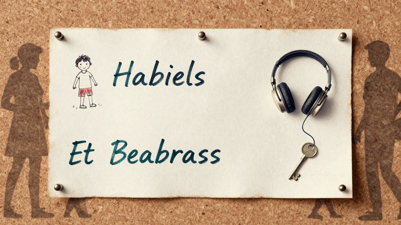 Three handwritten names on a corkboard with symbolic objects representing real customers.